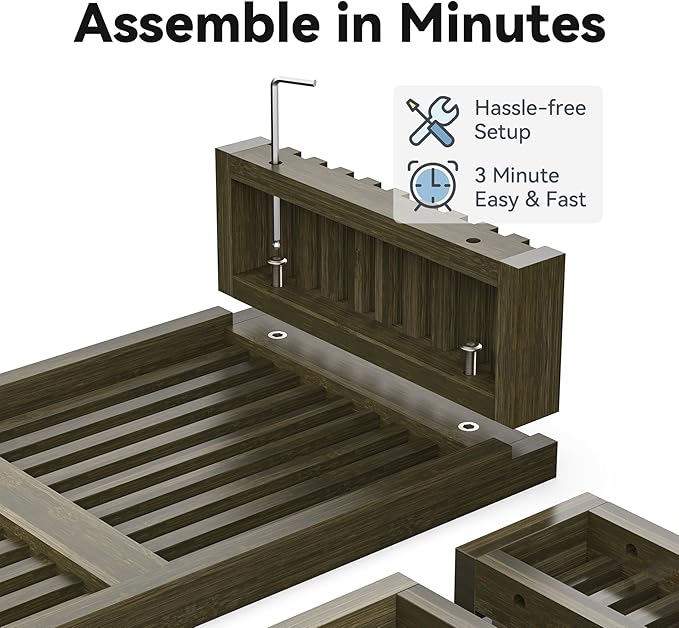 Dual Monitor Riser Stand with Airflow Vents for 2 Monitors, Double Computer Monitor Laptop Stand Grille Design, 3 Mins Assembly Farmhouse 39 inch Bamboo Desk Shelf Organizer (Wenge)