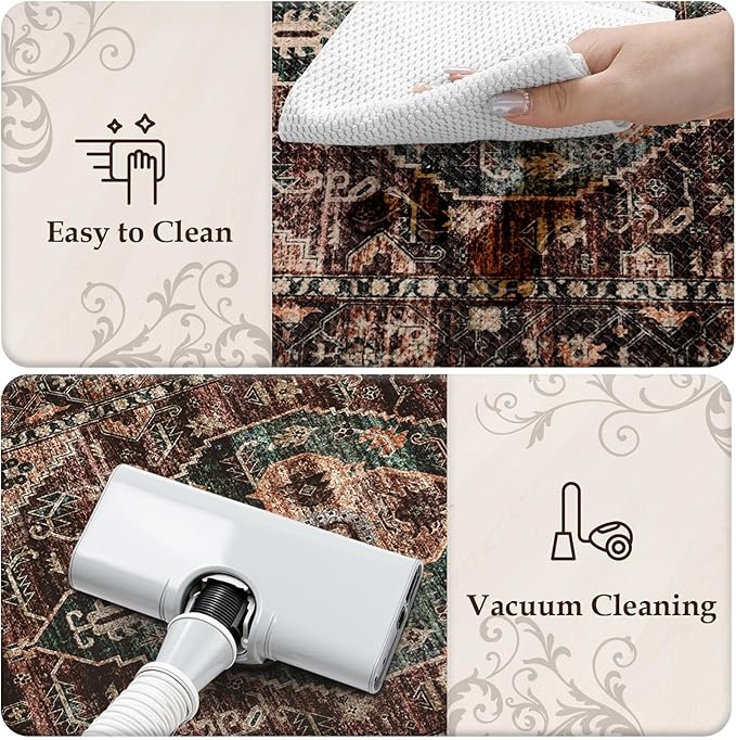 KIMODE Kitchen Mats for Floor Cushioned Anti Fatigue, Floral Kitchen Rugs Sets of 2, Brick Rugs for Kitchen Floor, Comfort Kitchen Floor Mats, Ergonomic Standing Desk Mat for Sink Laundry