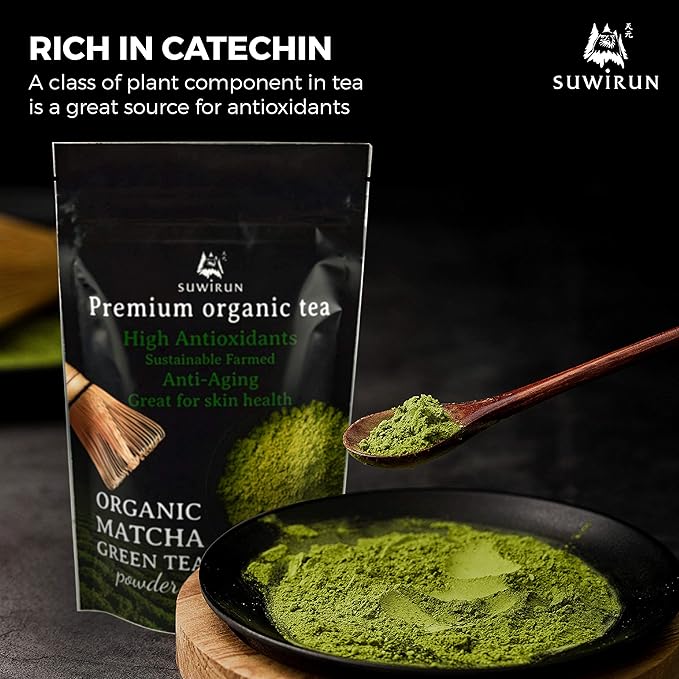Suwirun Organic Pure Matcha Powder 4oz – Authentic Japanese Green Tea – Unsweetened, Umami-Rich Superfood – Perfect for Lattes, Baking & Smoothies