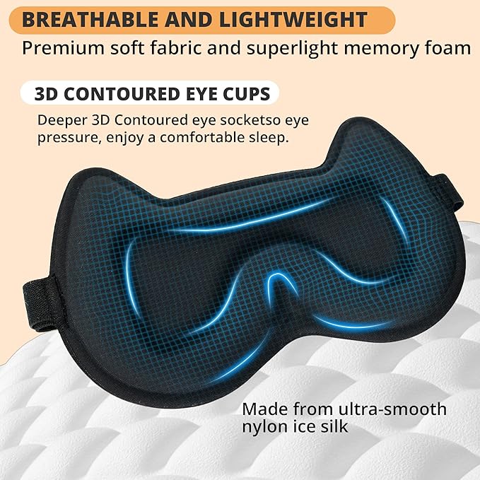 3D Kids Sleep Eye Mask: 3D Contoured Cup Sleeping Masks, Blindfold Sleep Eye Cover with Adjustable Strap, Memory Foam Lightweight Night Eyeshade for Boys Girls Teens (Orange)