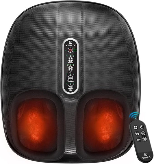 Foot Massager with Heat, Shiatsu Feet Massager with Remote Control, Multi-Level Compression Deep Knead Foot Massage for Neuropathy & Plantar Fasciitis, Fits Up to 13", Gifts