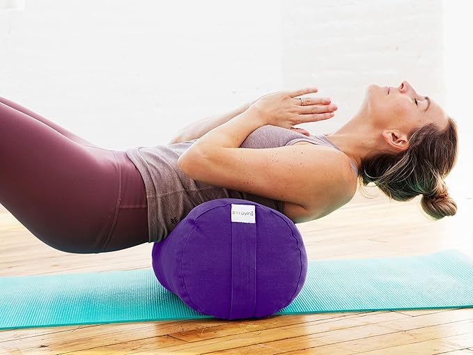 Sol Living Yoga Bolster Pillow for Restorative Meditation - 100% Cotton Cylindrical Cushion with Washable Cover for Balance Support in Asana Poses