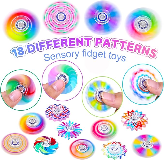 50 Pack Fidget Spinner, Mini Sensory Fidget Toys Bulk Adults Kids 4-8-12 with Autism ADHD, Anxiety Toys Stress Relief Teen Boy Bulk Gifts, Classroom Prizes Goodie Bag Stuffers Party Favors