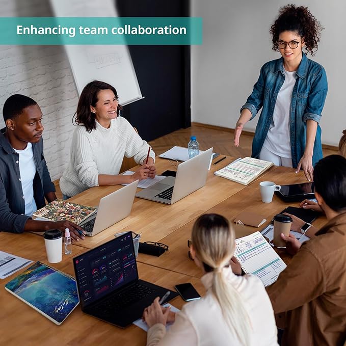 Meeting Notebook for Work Organization, Aesthetic Meeting Minutes Notebook for Work, Event Project Agenda Planner Organizer, Perfect for Office School Business Supplies, 6.9" X 9.7" - Starlit Peaks