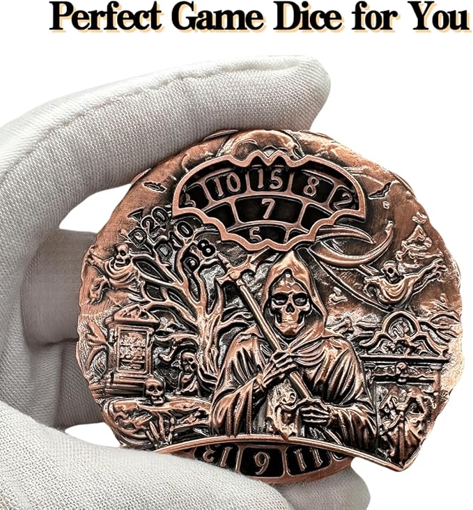 DND Spinner Dice Unique Roulette Dice, D4,D6, D8, D10, D12,D20,D% 7-in-1 Metal dice, for Dungeons and Dragons and Tabletop Games (Ancient Red Coppe- Spectre)