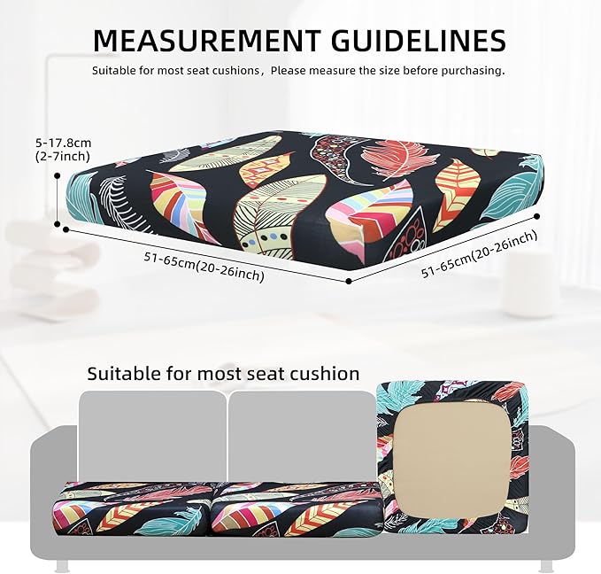 8Pcs Stretch Patio Cushion Covers Waterproof Outdoor Cushion Covers Patio Couch Cover Slipcovers, for Outdoor Furniture Protector Covers Replacement(Cover Only) (Feather)