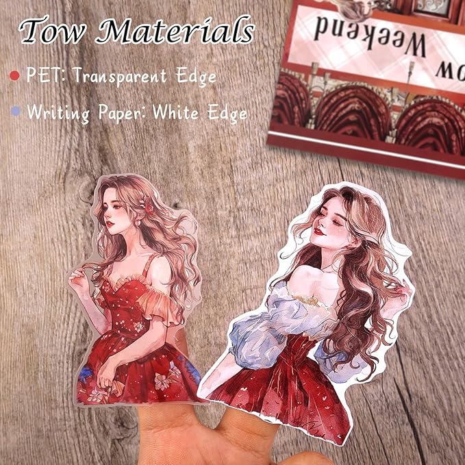 AVECMOI Love Scrapbooking Stickers for Journaling Supplies, Happy Planner Sticker Book with 234 Images, Paper & PET Sticker for Card Making, Collage, Paper Crafts, A5 (Rose)