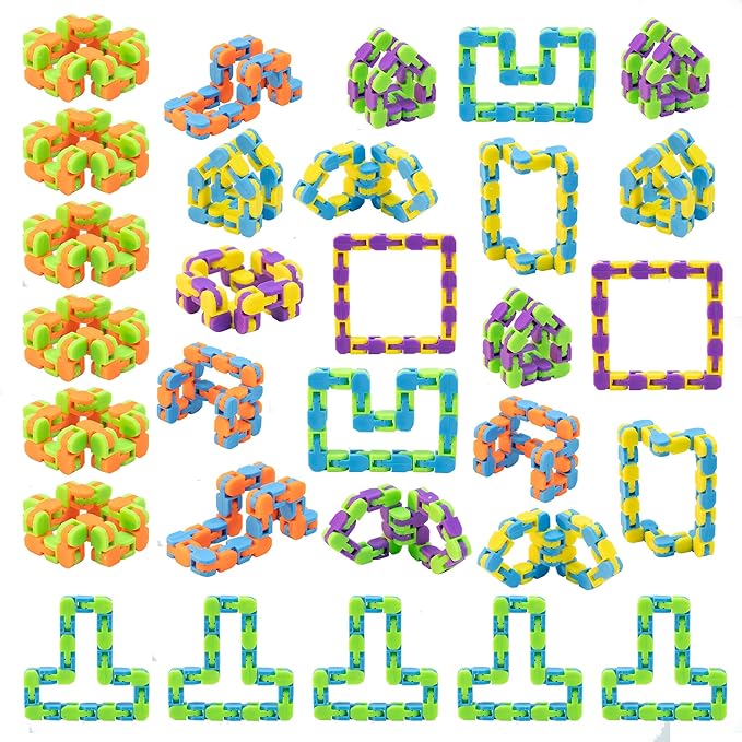 Ganowo 12 Pack Wacky Tracks - Snap Click Fidget Toys for Kids Adults