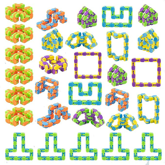 Ganowo 6 Pack Wacky Tracks - Snap Click Fidget Toys for Kids Adults ADHD Finger Sensory Autism Stress Relief