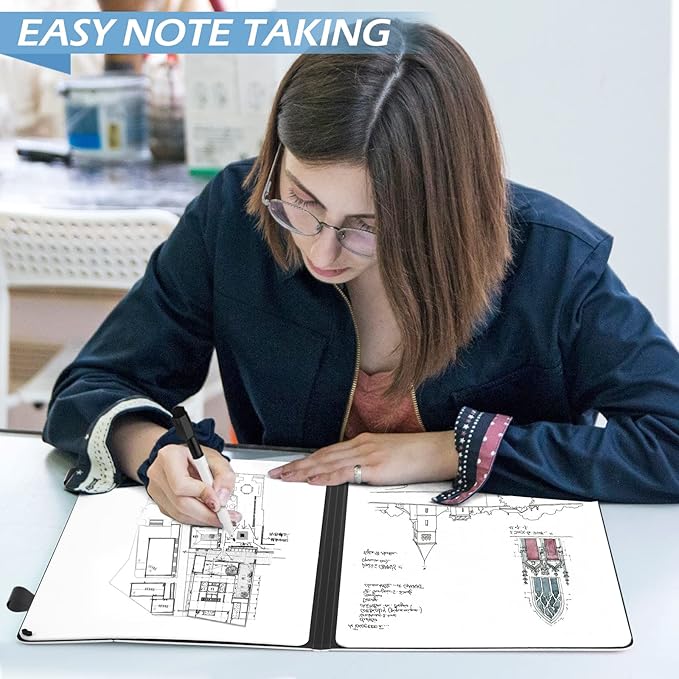 Mini Whiteboard 12"x9" Small White Board Dry Erase, Erasable Notebook Foldable Desk Whiteboard Holder Dry Erase Board, Office, Home, Travel, School, Portable (Blue)