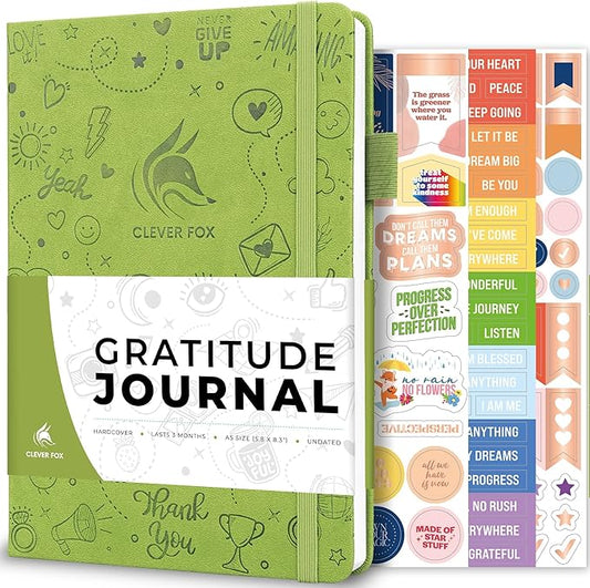 Clever Fox Gratitude Journal – Happiness, Positivity & Affirmation Daily Journal – Inspirational Daily Notebook – 3 Months, A5 (Spring Green)