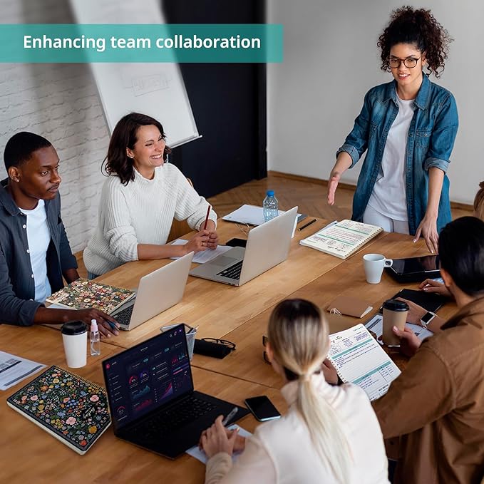 Meeting Notebook for Work Organization, Aesthetic Meeting Minutes Notebook for Work, Event Project Agenda Planner Organizer, Perfect for Office School Business Supplies, 6.9" X 9.7" - Garden of Whimsy