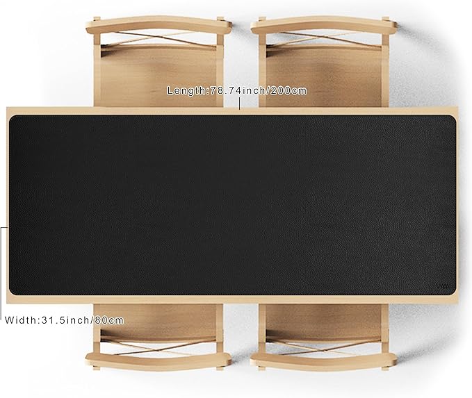 Vyaaa 78.7"x31.5" PU Leather Large Desk Mat (Black) - XXL Extended Mouse pad, Office Desk Protector, Non-Slip Computer Desk pad for Office, Gaming, Home