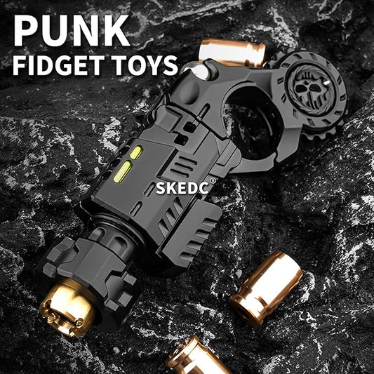 SKEDC Fidget Toys Adults, Alloy Fidget Slider Fidget Clicker Fidget Spinner, EDC Laucher Toy ADHD Tools Executive Desk Toy for Keep Focus & Relief Stress, Cool Gadgets for Men (2nd Gen Black)
