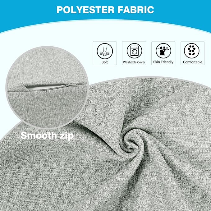 TANYOO Back Support Pillow for Recliner Dual Layer Lumbar Support Pillow with Gel Memory Foam Ergonomic Orthopedic Lumbar Cushions for Elderly Lower Back Pain Relief Washable Cover Light Grey