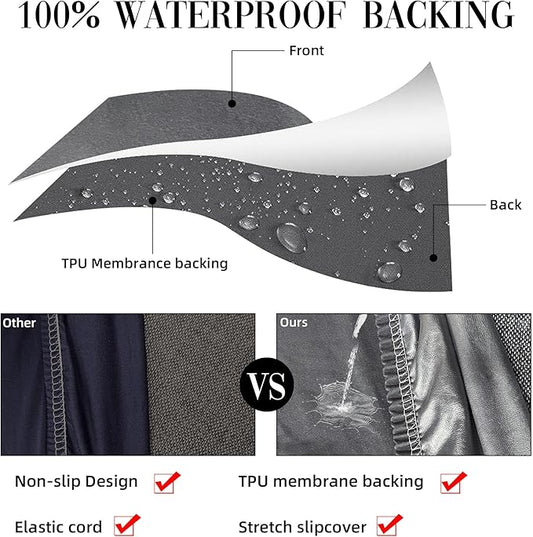 14Pcs Patio Cushion Covers Waterproof, Cushion Covers, Stretch Couch Covers, Patio Couch Slipcovers, Patio Cushion Covers Replacement, Outdoor Chair Cushion Covers (Gray)