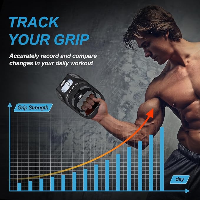 Hand Dynamometer Grip Strength Trainer - 397 Lbs / 180 Kgs Electronic Hand Grip Strength Tester Grip Strengthener Hand Exerciser Meter Digital Hand Grip Training Gauge for Sport Home School Use
