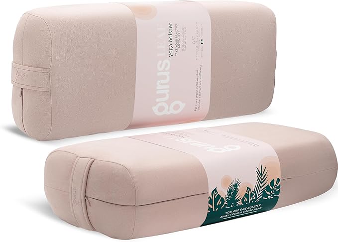 Gurus Super Soft & Firm Yoga Bolster Pillow - Lightweight, Easy to Carry with Handles - Rectangular, Machine Washable Cover