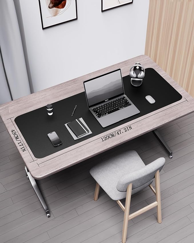 YSAGi Double-Sided Desk Pad, Leather Desk Mat, Eco Cork Desk Pad Protector, Large Mouse Pad for Desk, Waterproof Desk Blotter Pad, Desk Writing Pad for Office Work/Home (Black+Cork, 47.2" x 17")