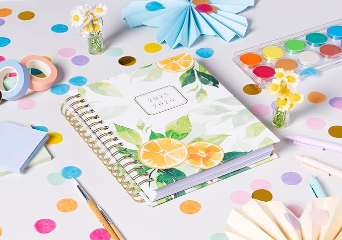 2025-2026 Eccolo Spiral Agenda Planner, Orange Citrus, Weekly & Monthly Pages, 18 Months, Sticker Sheets, Inspirational Quotes (7.75 x 8.75, Hardcover, July 2025 - Dec 2026)