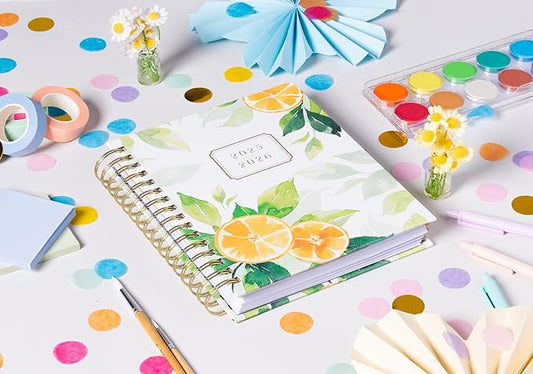 2025-2026 Eccolo Spiral Agenda Planner, Orange Citrus, Weekly & Monthly Pages, 18 Months, Sticker Sheets, Inspirational Quotes (7.75 x 8.75, Hardcover, July 2025 - Dec 2026)