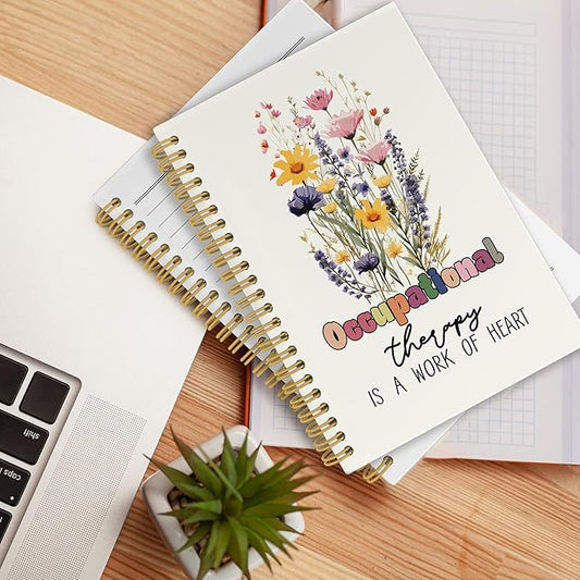 CUANFDDSF Occupational Therapy Gifts Notebook, Floral Therapy Journal Notebooks for Women, Occupational Therapist OT Gifts for Women,Writing Pads，Hardcover Spiral Notebook 5.5x8.3 Inch