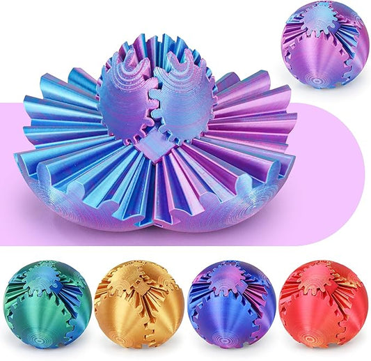 Gear Ball 3D Printed Cube Fidget Toy,Gear Sphere Fidget Toys,Sensory Toys for Stress and Anxiety Relief, Desk Toy Fidget Spinners,Stocking Stuffers for Adults & Kids Gift(3.1 Inch)