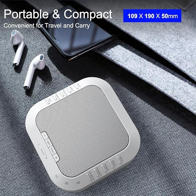 Ora Sound Machine Solfeggio Frequencies,White Noise Sound Machine,10 Soothing Sounds 3 Colors Night Light for Meditation,Sleeping,Yoga,3 Timer Modes (White, 10.9X10.5cm)