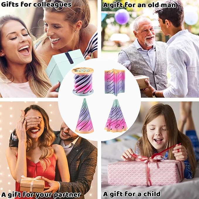 4 Packs Impossible Cone, Spiral Cone Fidget Toy 3D Printed Spiral Cone Toy, Pyramid Passthrough Sculpture, Mini Cones Pass Through Pyramid Fidget Toy for Stress and Anxiety Relaxing