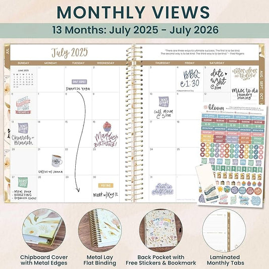 bloom daily planners HARDCOVER 2025-2026 (8.5" x 11") Academic Year Day Planner (July 2025 - July 2026) - Task Goal Organizer - Monthly & Weekly Inspirational Agenda Book - Butterfly Garden