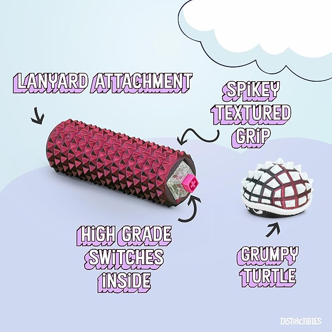 Shelly - Sensory Fidget Toy, Textured Pain Stim Device, Stress Relief for Focus and Concentration (Neon Crimson)