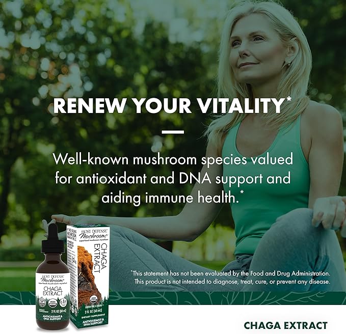 Host Defense Chaga Extract - Immune System Support Supplement - Chaga Mushroom for Antioxidant Activity Support - Liquid Dietary Mushroom Supplement - 2 fl oz (60 Servings)*