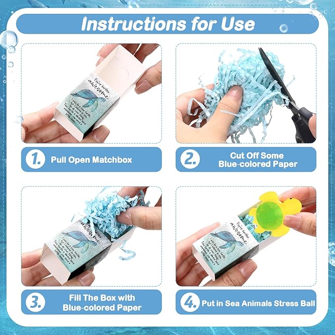 Wettarn 25 Sets Sea Animal Positive Gifts Cute Stress Balls with Support Gift Boxes Inspirational Party Favors for Employee Coworker Friends Office Appreciation Relief Toys