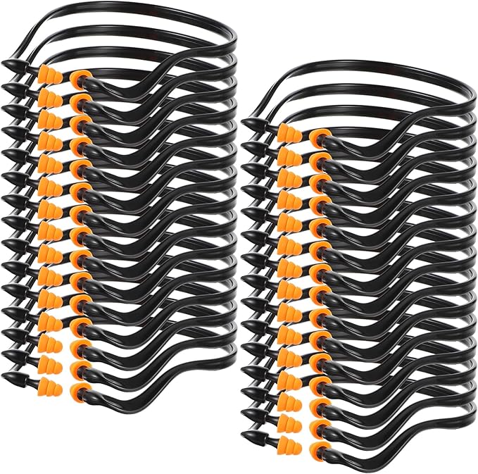 30 Pcs Banded Ear Plugs for Shooting Range Silicone Reusable Ear Protection Plugs Noise Cancelling Lightweight Earplug for Hearing Protection Sleeping Work Construction Concerts Reduction(Black)