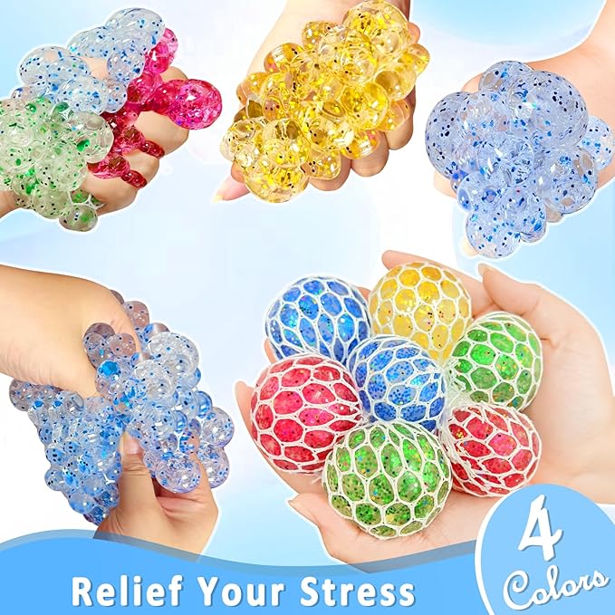 24 Pack Stress Balls Set Fidget Toys for Adults, Halloween Party Favors for Kids Adults School Class Birthday Gifts,Squishy Toys, Squeeze Balls Bulk ,Goodie Bag Stuffers Hand Exercise Balls