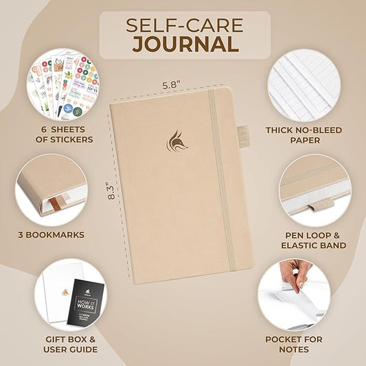 Clever Fox Self-Care Journal Premium – Daily Gratitude & Mental Health Notebook for Women – Reflection & Personal Development Journal (Seashell)