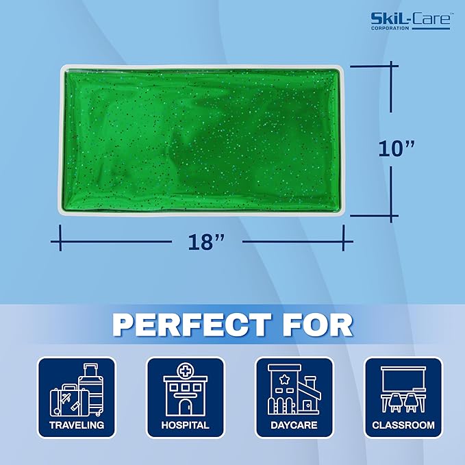 Skil-Care Weighted Rectangular Lap Pad Green Gel, 5lbs - Vinyl Covered, Heat Sealed, Calming Sensory Aid, Wipe Clean, Stimulates User, 914506