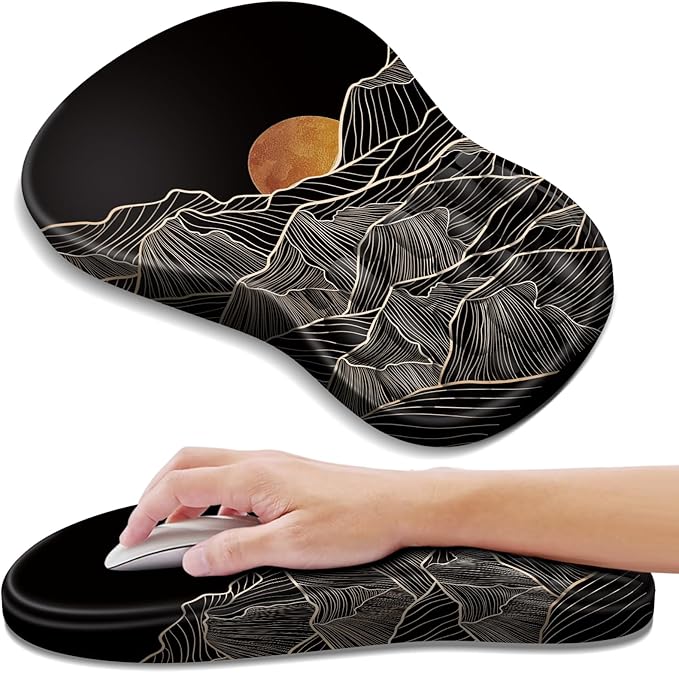 Ergonomic Mouse Pad with Wrist Rest Support, Mousepad with Comfortable Memory Foam Wrist Rest and Non-Slip PU Base for Pain Relief, Computer, Laptop, Office, Home (Sunset)