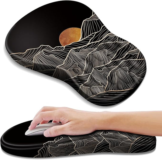 Ergonomic Mouse Pad with Wrist Rest Support, Mousepad with Comfortable Memory Foam Wrist Rest and Non-Slip PU Base for Pain Relief, Computer, Laptop, Office, Home (Sunset)