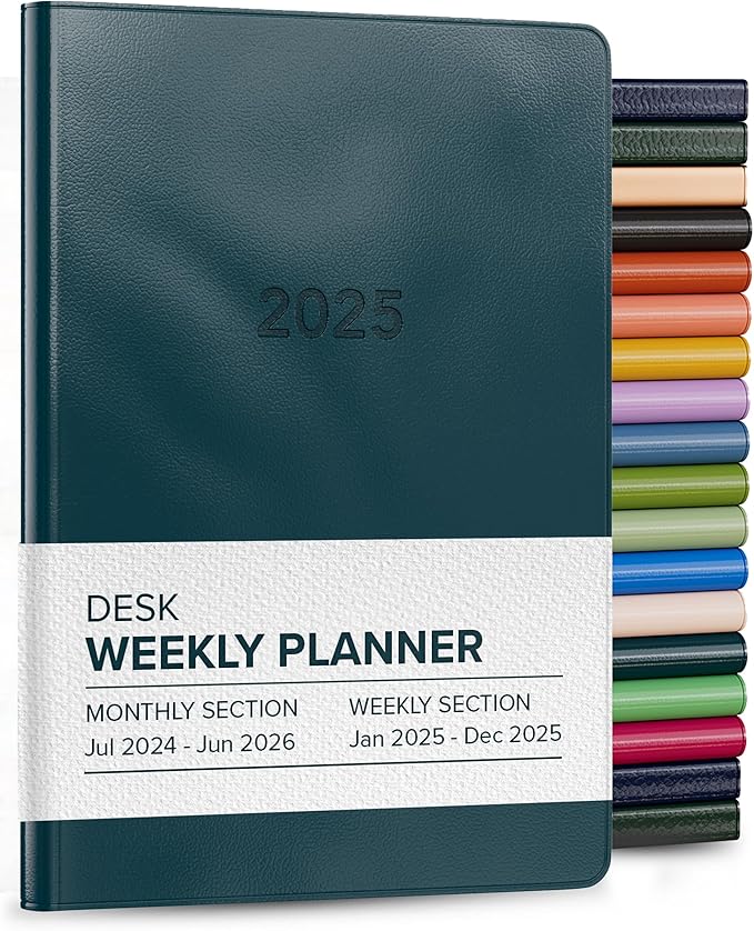 Harbor Desk Weekly Monthly Planner 2025 - Calendar Planner and Notebook, Durable Faux Leather, 192 Pages, Softcover & Book Bound - Cambridge Rustic Turquoise - 8 x 5.5 "
