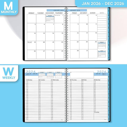 Ensight 2026 Appointment Book & Planner Ensight 8.5 x 11 inches Large Tabbed Daily Hourly Weekly Planner Schedule Book 15 Minute time Slots Business & Personal Planner Jan 2026 Dec 2026 Blue