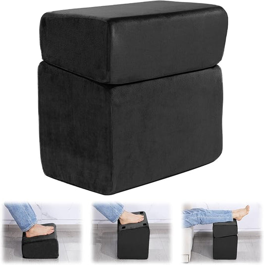 MABOZOO Foot Rest Under Desk, 3 Adjustable Height Foot Rest with High-Density Foam Ergonomic Design Foot Stool with Removable and Washable Cover for Office Home Travel - Black