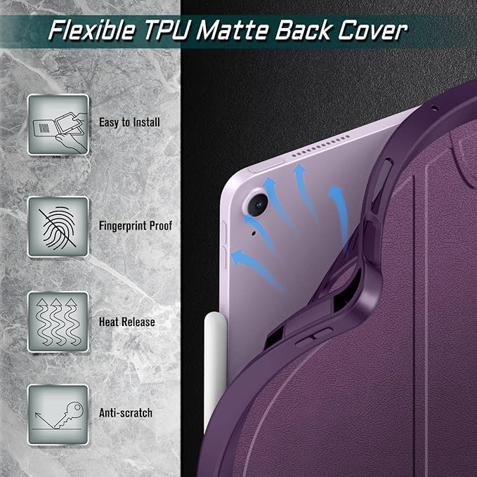 Fintie Magnetic Stand Case for iPad Air 13-inch (M3) 2025, (M2) 2024 - Multiple Angles Shockproof Rugged Soft TPU Cover with Pencil Holder, Auto Sleep/Wake, Purple