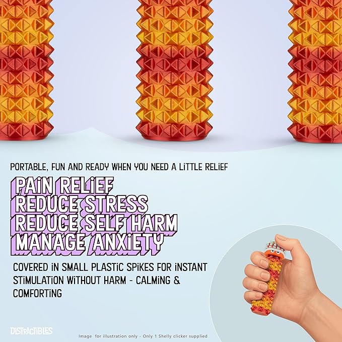 Shelly - Sensory Fidget Toy, Textured Pain Stim Device, Stress Relief for Focus and Concentration (Neon Nova)