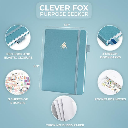 Clever Fox Purpose Seeker Journal – Guided Manifestation & Life Reflection Planner for Daily Self-Exploration, Goal-Setting & Gratitude (Aquamarine)