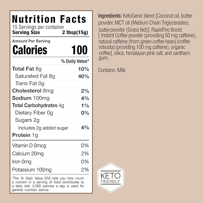 Ketogenic Fair Trade Instant Keto Coffee Mix Supports Energy Metabolism Weight Loss Ketogenic Diet Canister 15 servings, Original, 7.93 Ounce