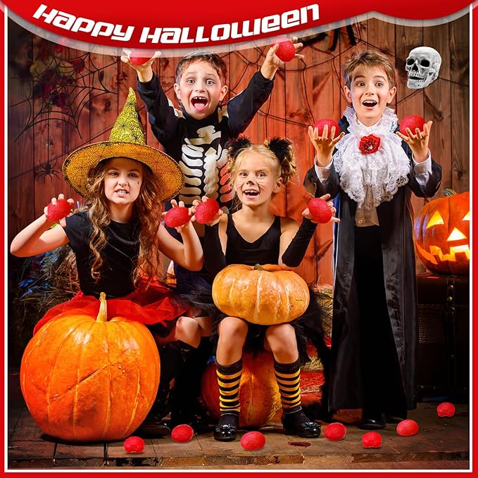 Jenaai 30 Pcs Brain Stress Ball Halloween Squeeze Toy 2.76 Inch PU Hand Muscle Exercise Pressure Ball Funny Stress Relief Toy for Teens Adults Improving Grip Strength Release Pressure(Red)