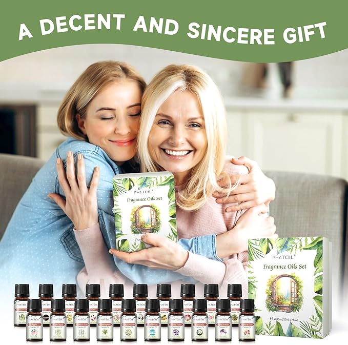 PHATOIL Coconut 20 Pcs Fragrance Oil Set, Premium Fragrance Oil, for Humidifier, DIY Candle & Soap Making Scent, Aromatherapy Diffuser Oils Set (5ML)