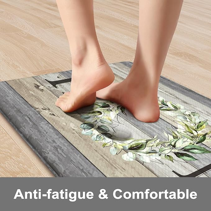 KIMODE Comfort Kitchen Mats Cushioned Anti Fatigue,Farmhouse Spring Kitchen Sink Rug Non Slip,Waterproof Memory Foam Standing Desk Mat for Office Home Doorway,20"x39",Grey