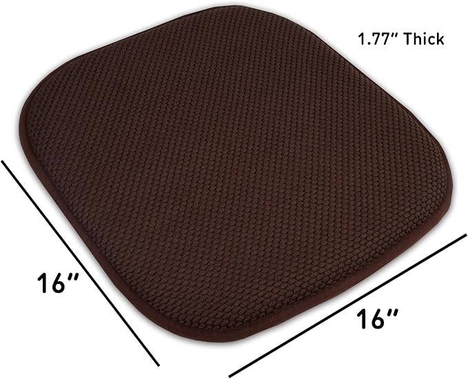 Sweet Home Collection Cushion Memory Foam Chair Pads Honeycomb Nonslip Back Seat Cover 16" x 16" Brown, Pack of 6